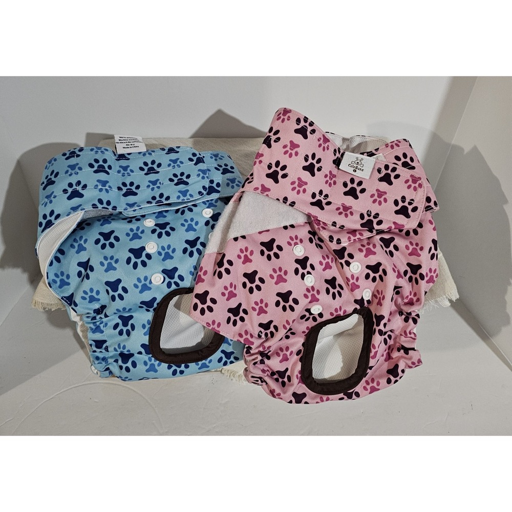 CuteBone 2 Female Dog Washable Diapers With Tail Hole Large